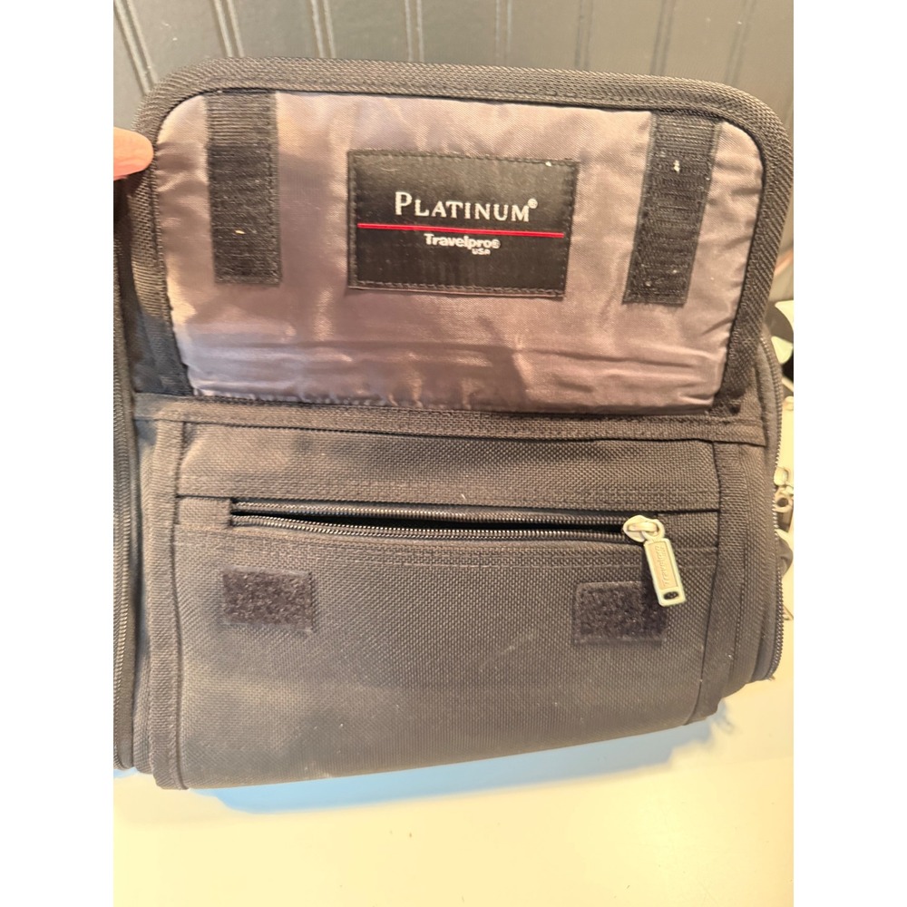 Travelpro Platinum USA Black Ballistic Nylon Hanging Toiletry Bag Travel Kit